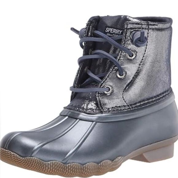 Sperry Saltwater Duck Rain Boot Metallic Gray Blue- Size 6 (Girls, Women’s) - Picture 1 of 10